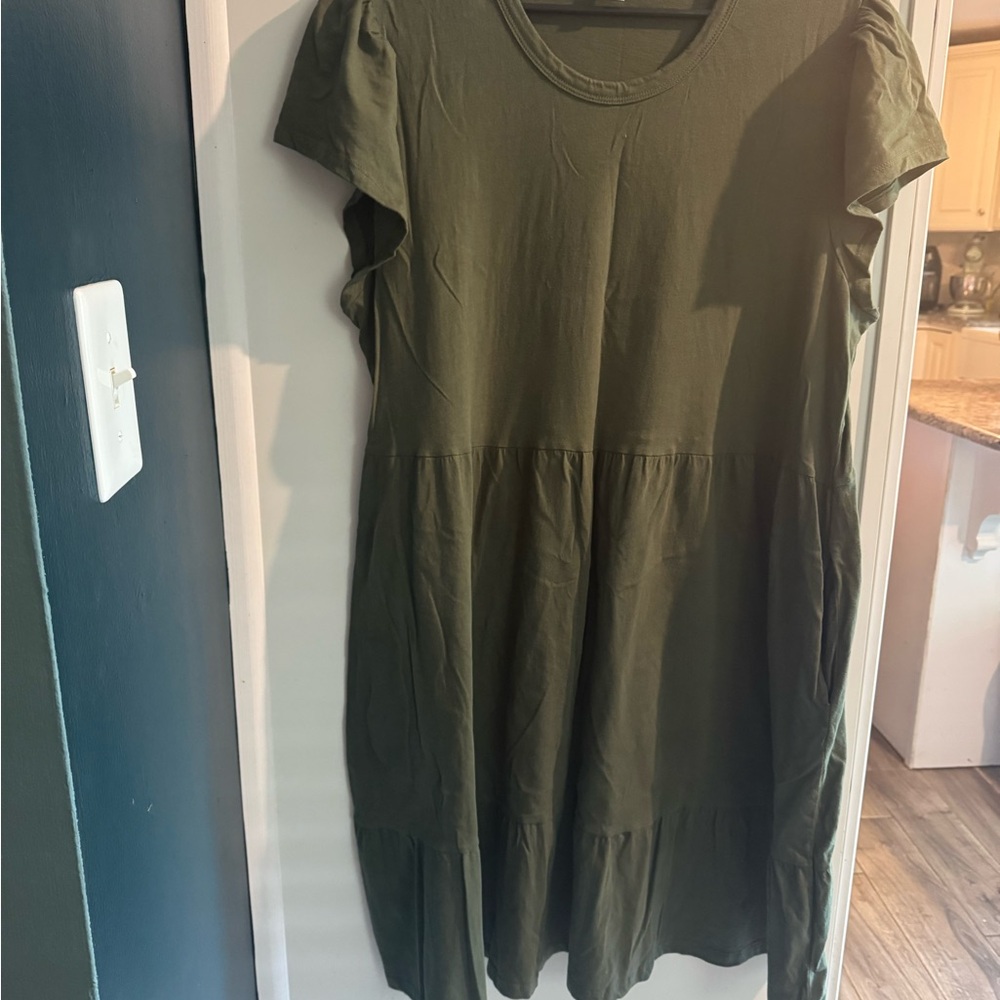 Time and Tru Olive Green Midi Dress